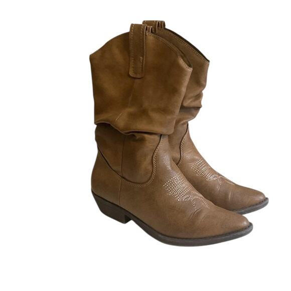STYLE & CO Dannaa Western Cowboy Boots - Size 6 Brown Pull On - Picture 10 of 11